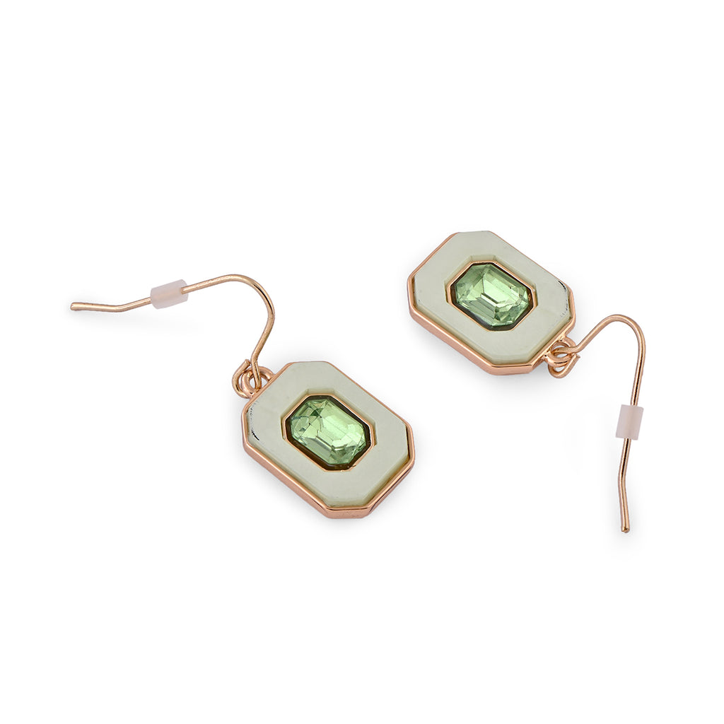 Gold & Green Stone Drop Earrings