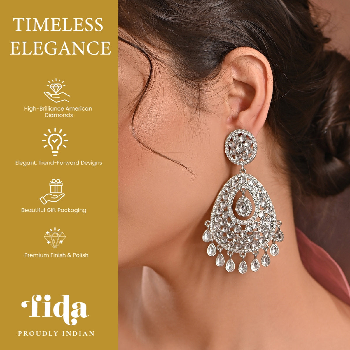 Sterling White Floral Drop Earrings