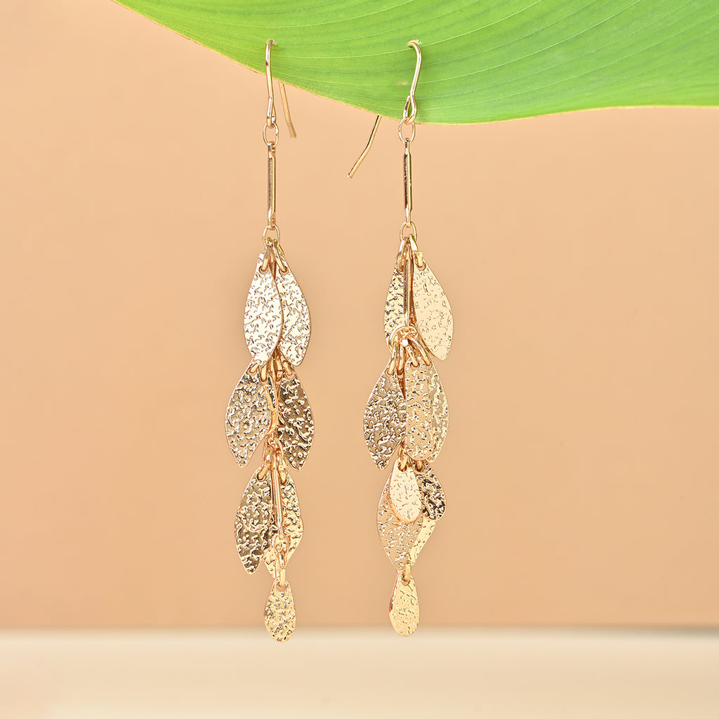 Golden Leaf Drop Earrings