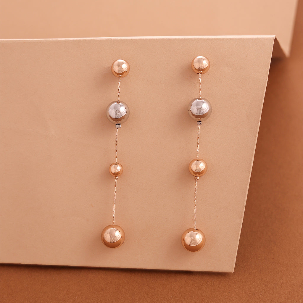 Modern Dual-Tone Gold and Silver Ball Dangle Earrings