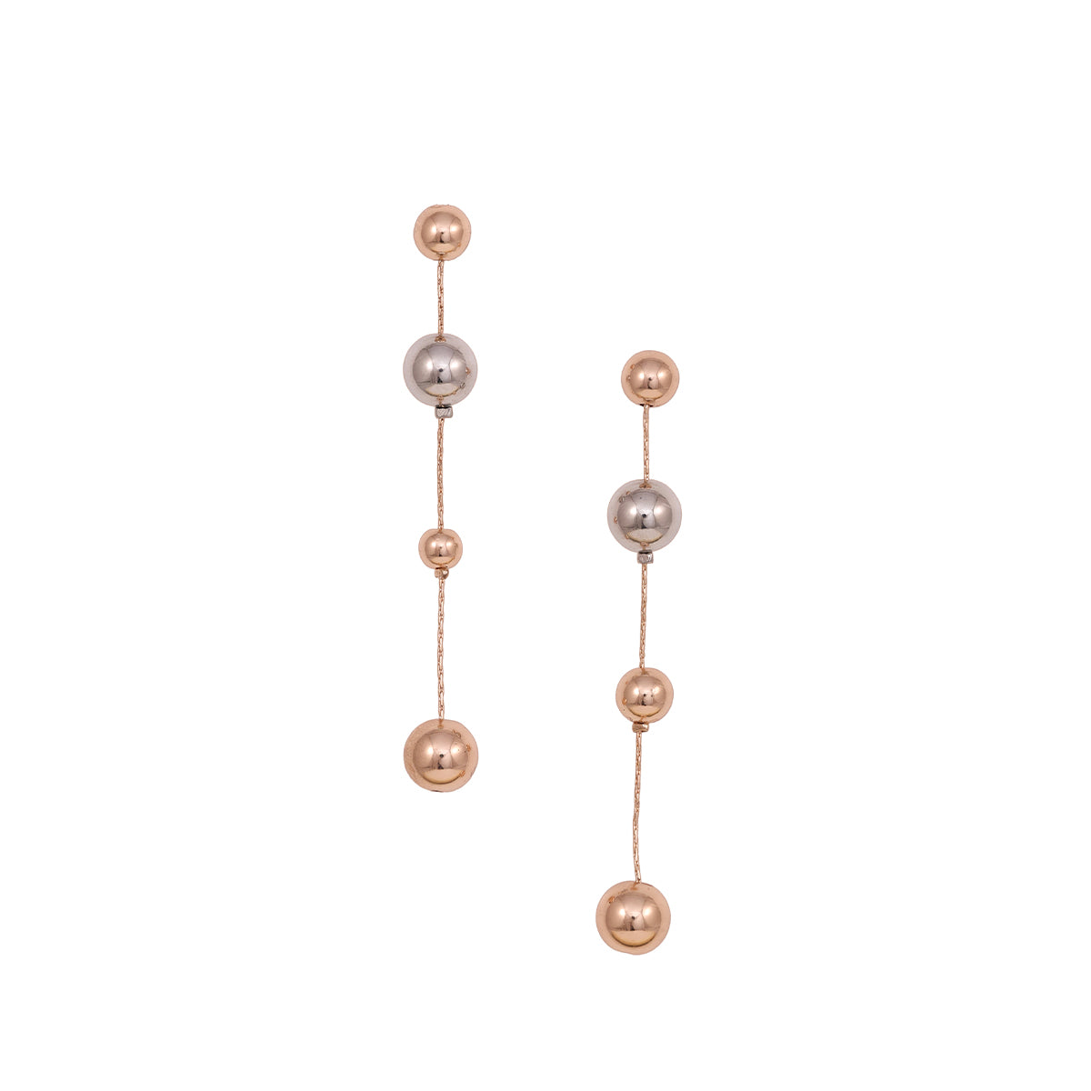 Modern Dual-Tone Gold and Silver Ball Dangle Earrings