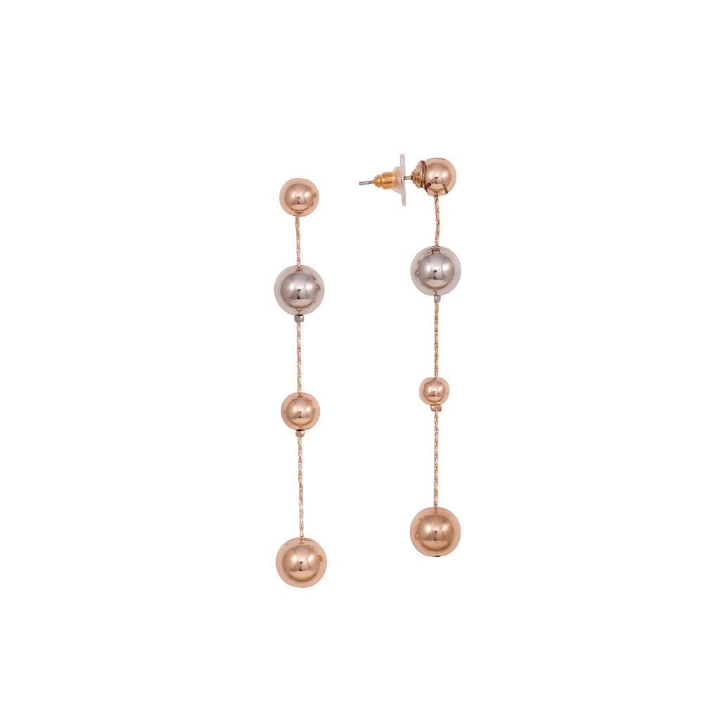 Modern Dual-Tone Gold and Silver Ball Dangle Earrings