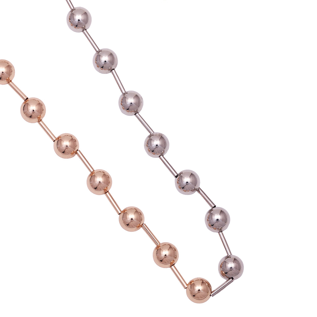 Modern Dual-Tone Gold and Silver Beaded Choker Necklace