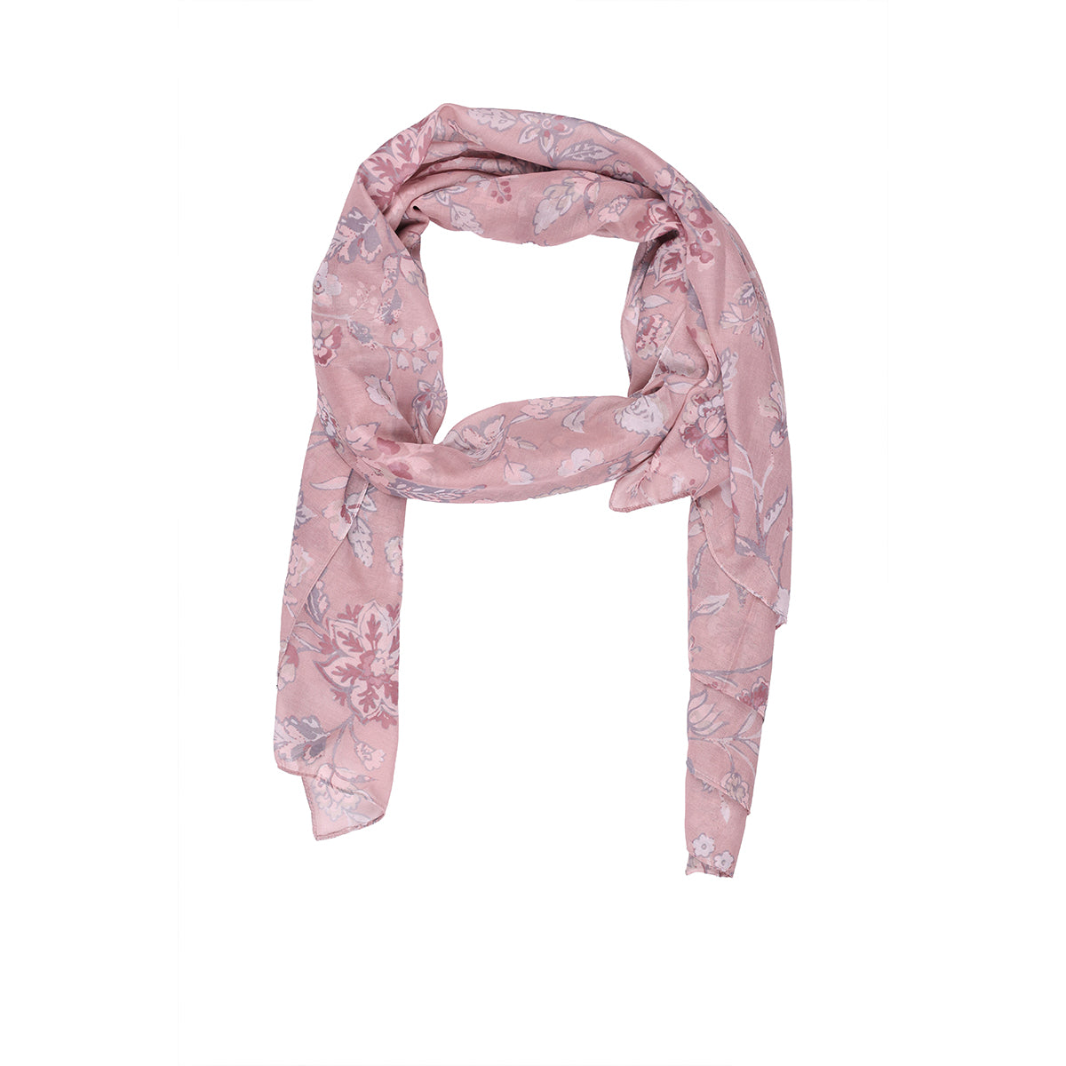 Soft Pink & Grey Floral Print Dupatta