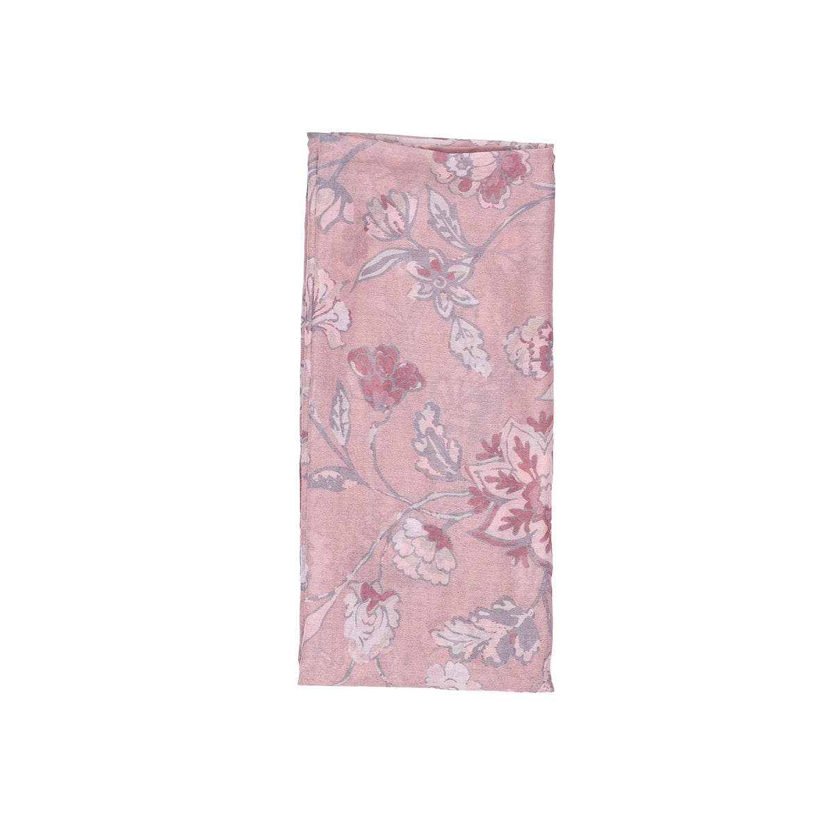 Soft Pink & Grey Floral Print Scarf