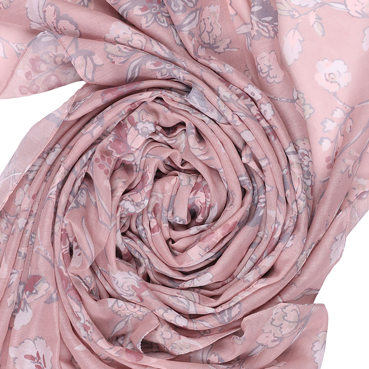 Soft Pink & Grey Floral Print Dupatta