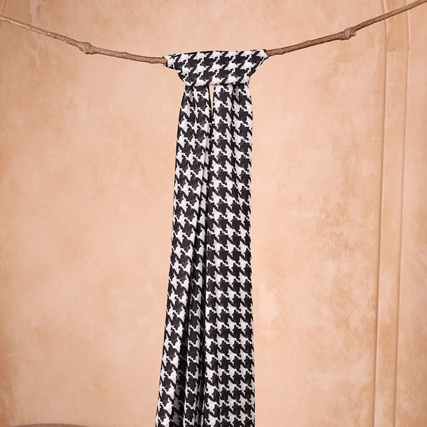 Classic Black & White Houndstooth Print Dupatta