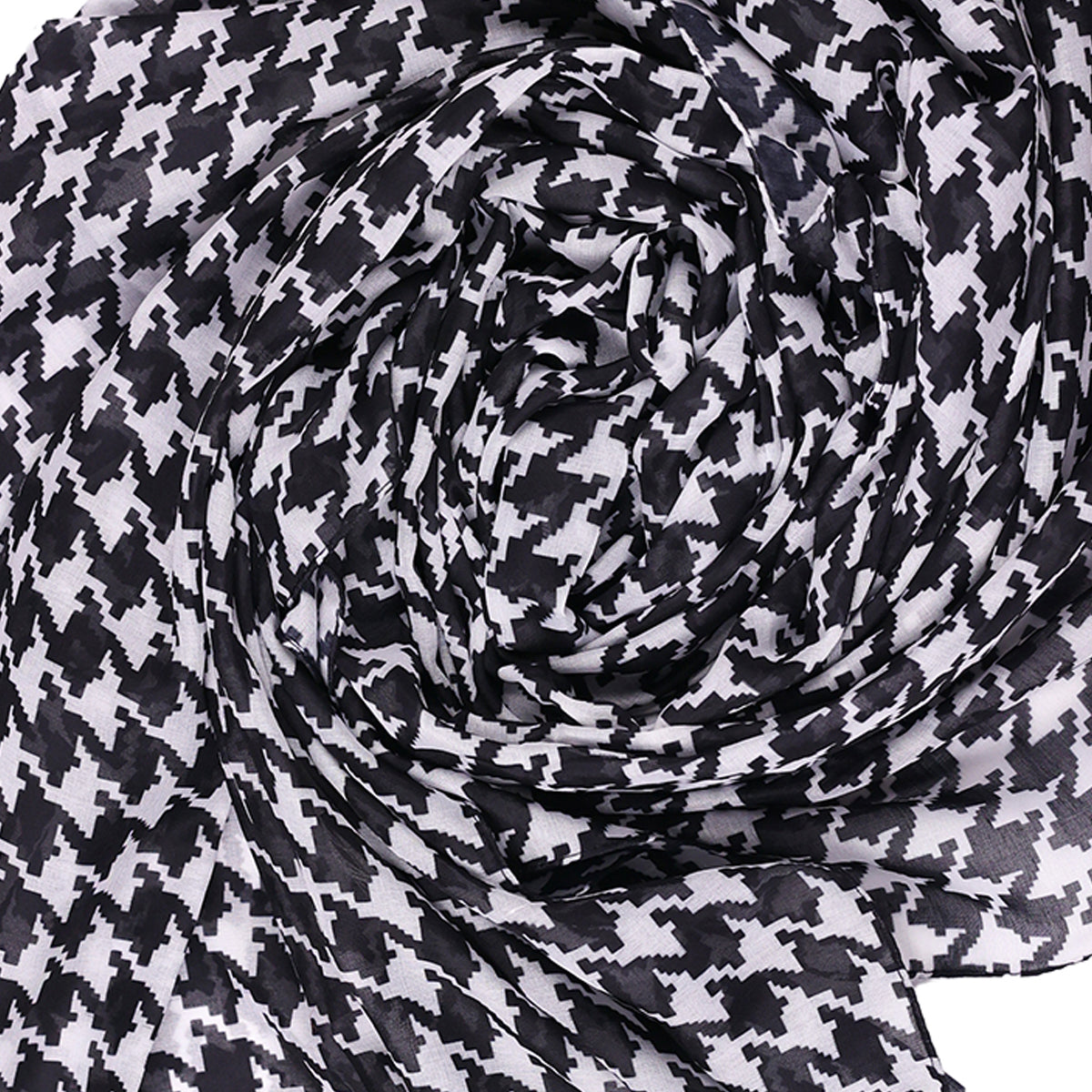Classic Black & White Houndstooth Print Dupatta