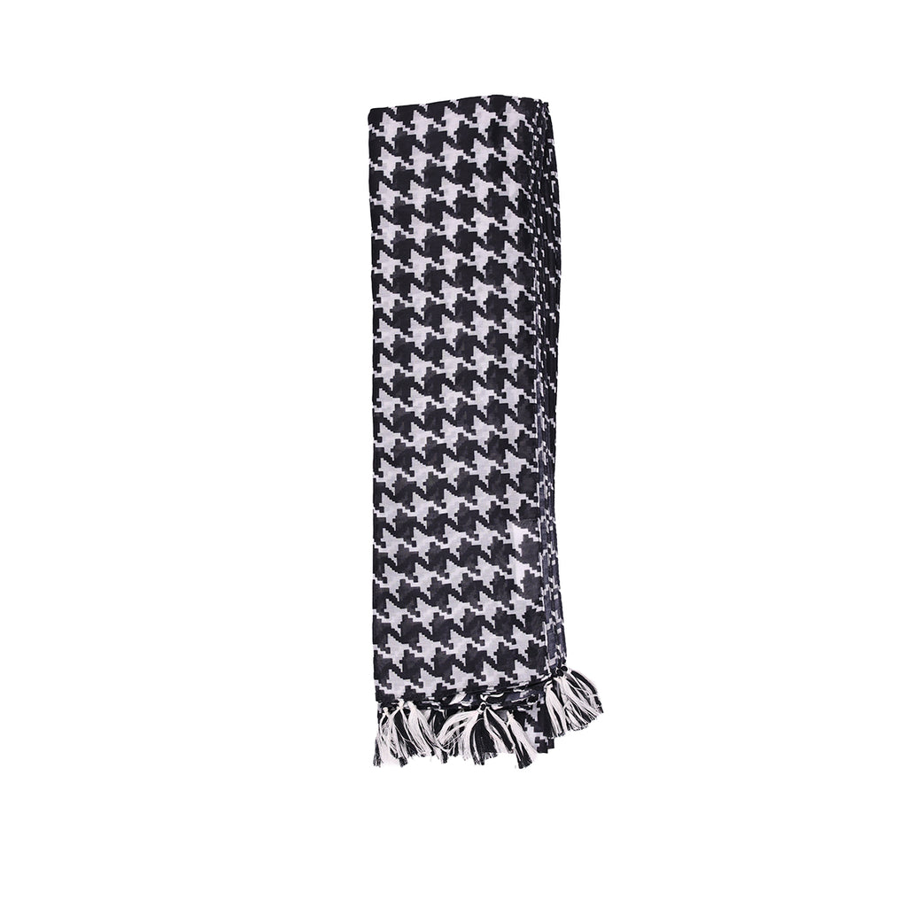 Classic Black & White Houndstooth Print Dupatta