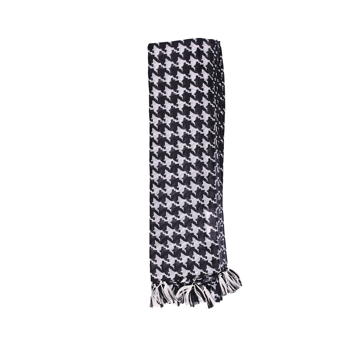 Classic Black & White Houndstooth Print Dupatta