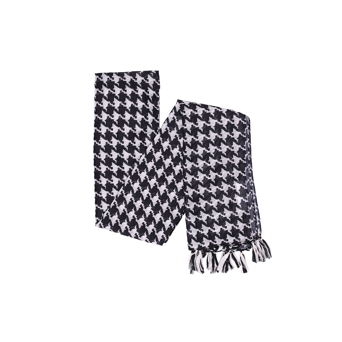 Classic Black & White Houndstooth Print Dupatta