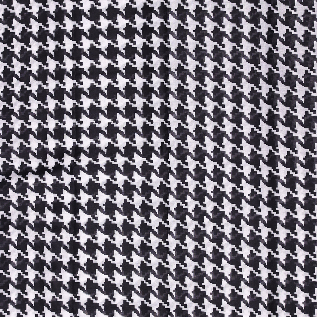 Classic Black & White Houndstooth Print Dupatta