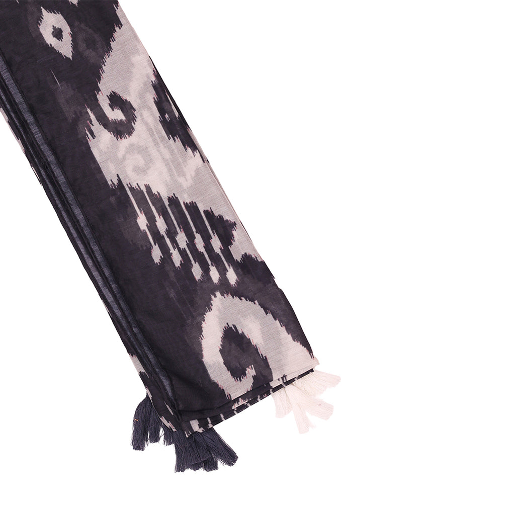 Monochrome Ikat Print Black & White Scarf