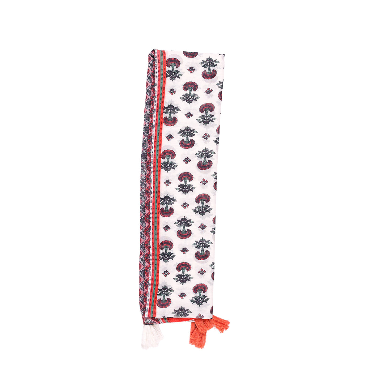 Vibrant Red & White Floral Print Dupatta