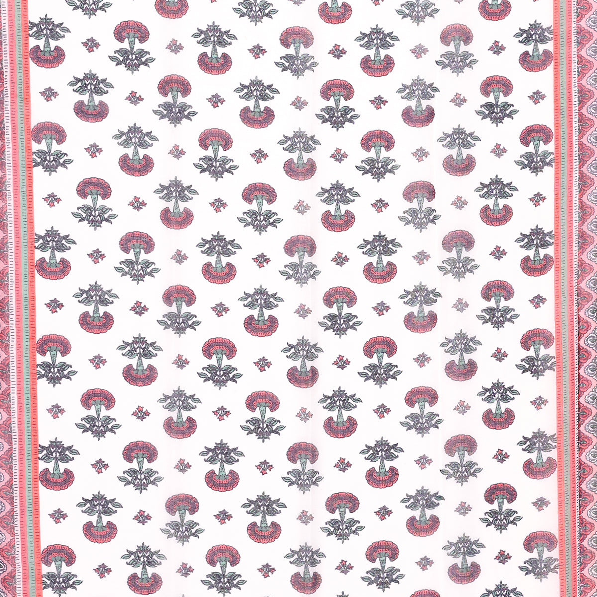 Vibrant Red & White Floral Print Dupatta