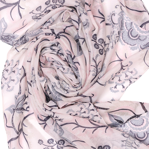 Subtle Black & Off-White Floral Printed Dupatta