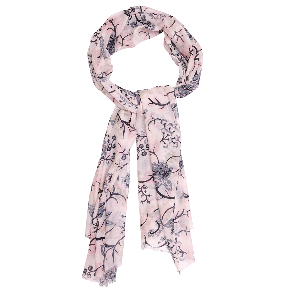 Subtle Black & Off-White Floral Printed Scarf