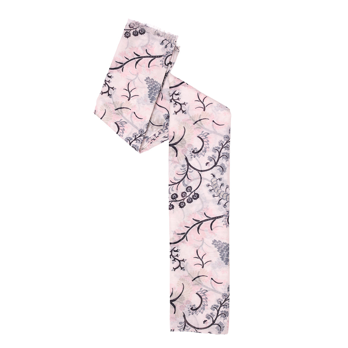 Subtle Black & Off-White Floral Printed Scarf