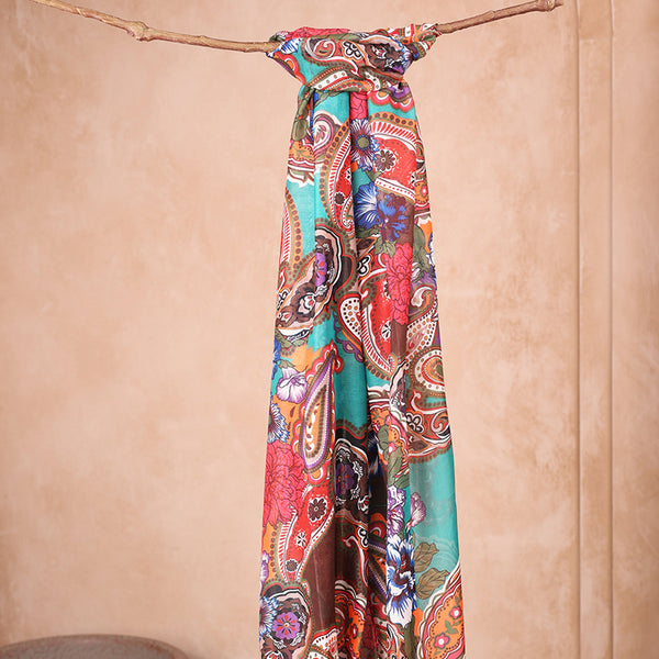 Multicolor Vibrant Floral & Paisley Print Dupatta