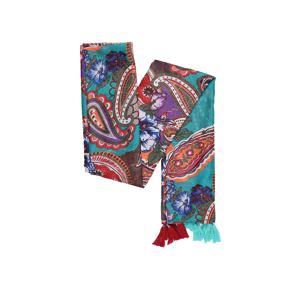 Multicolor Vibrant Floral & Paisley Print Dupatta