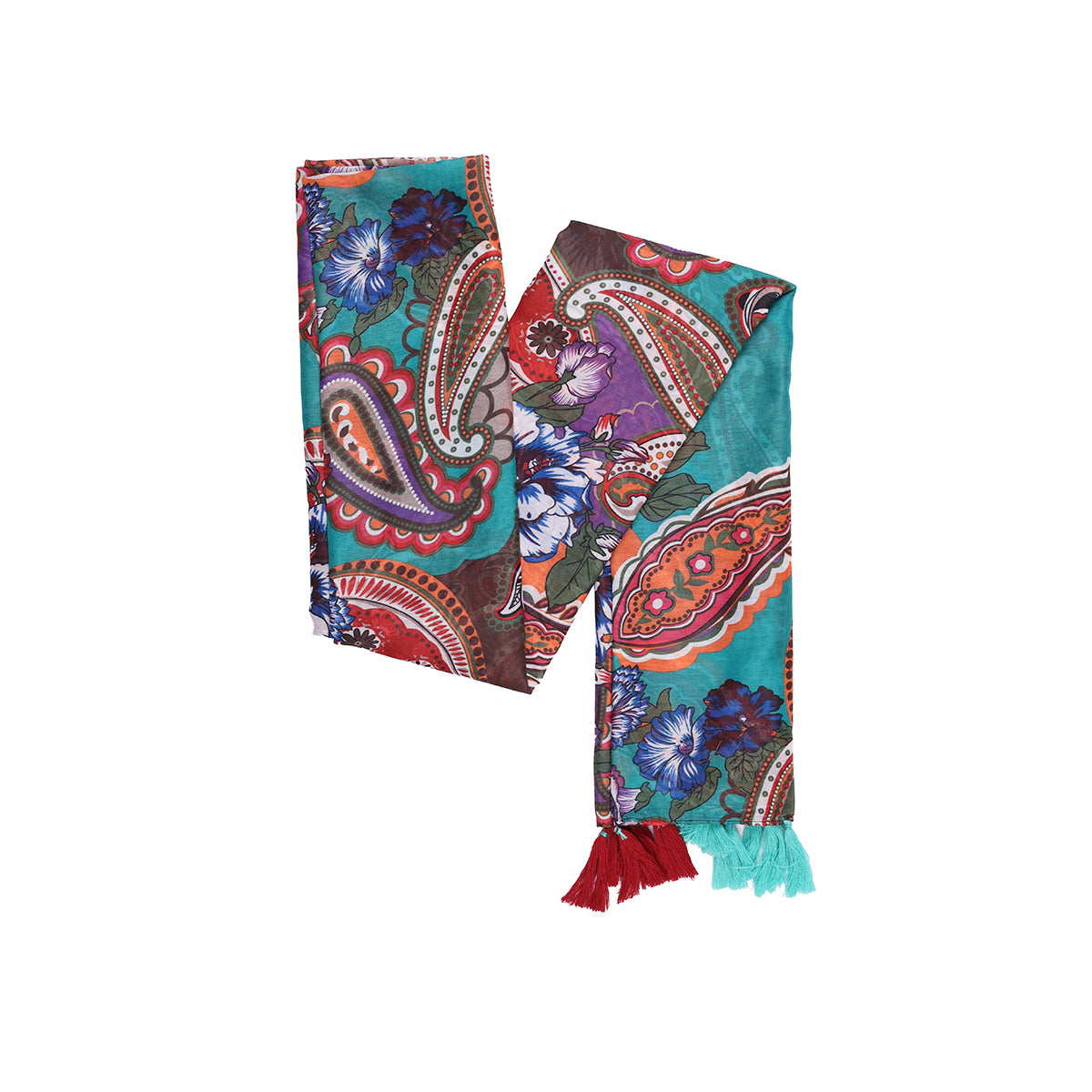 Multicolor Vibrant Floral & Paisley Print Dupatta