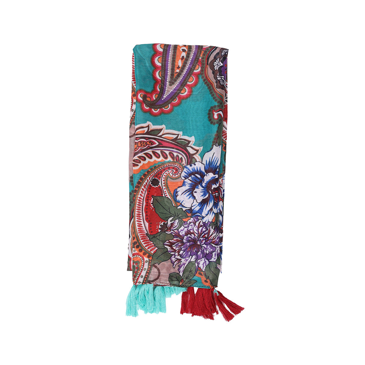Multicolor Vibrant Floral & Paisley Print Dupatta