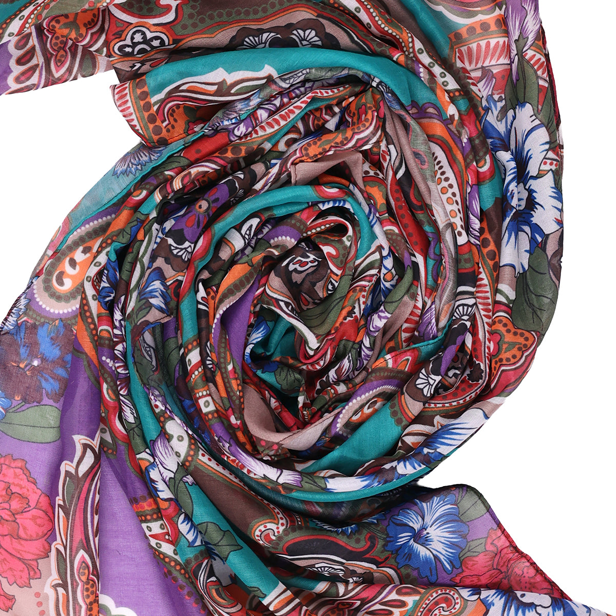 Multicolor Vibrant Floral & Paisley Print Dupatta
