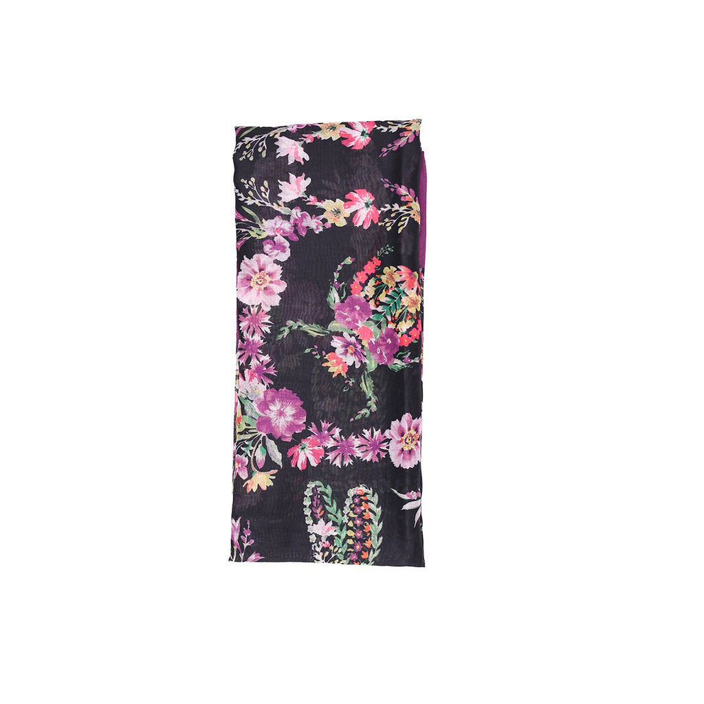 Dark Base Multicolor Floral Print Dupatta