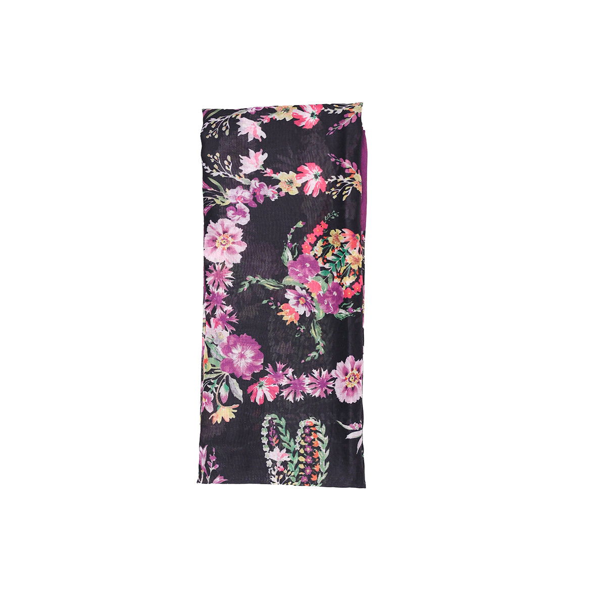 Dark Base Multicolor Floral Print Dupatta