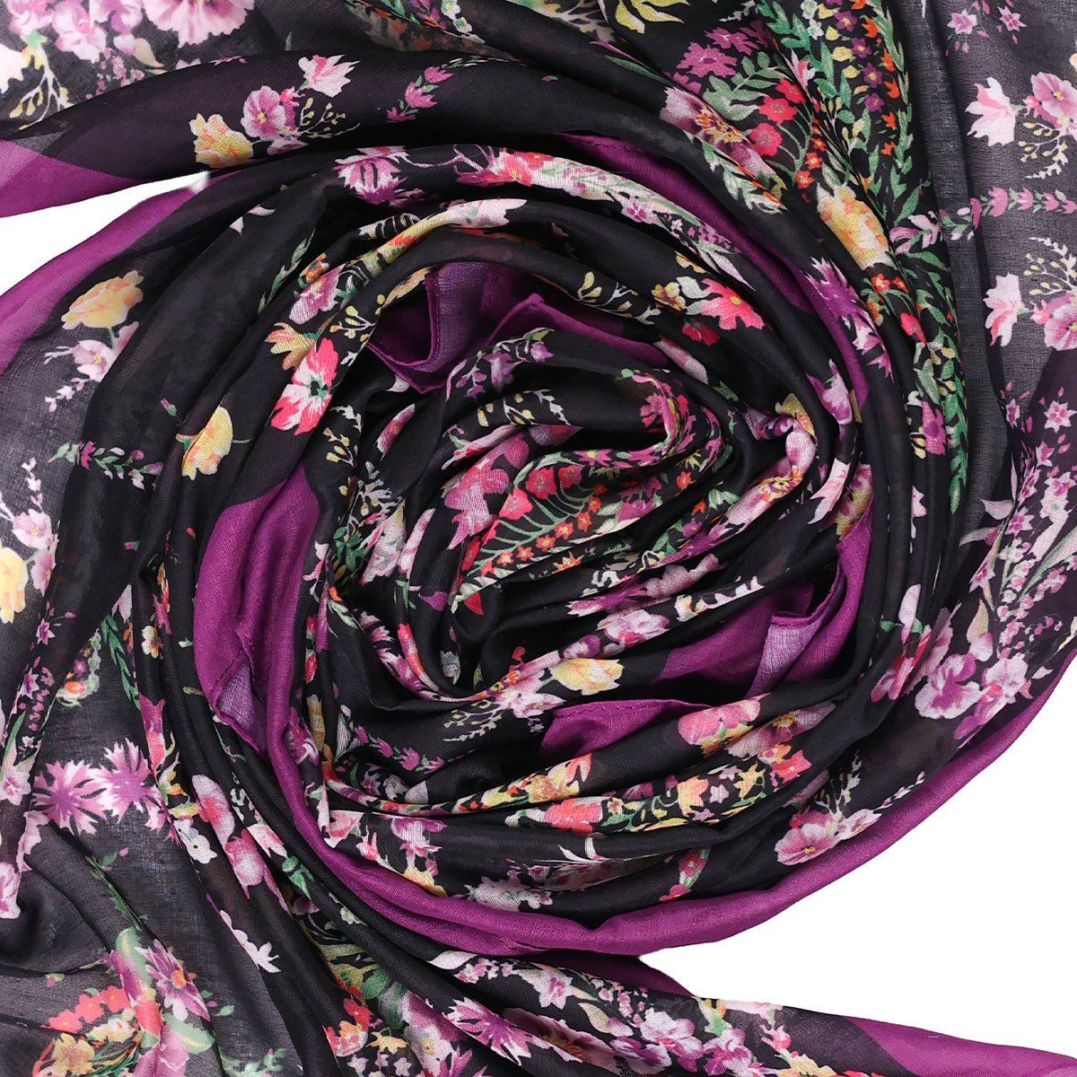 Dark Base Multicolor Floral Print Dupatta