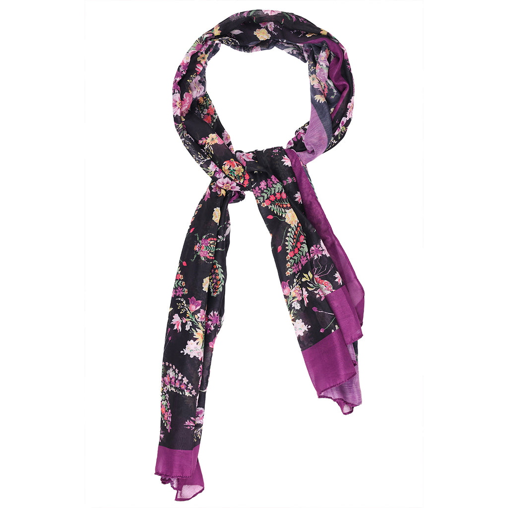 Dark Base Multicolor Floral Print Dupatta