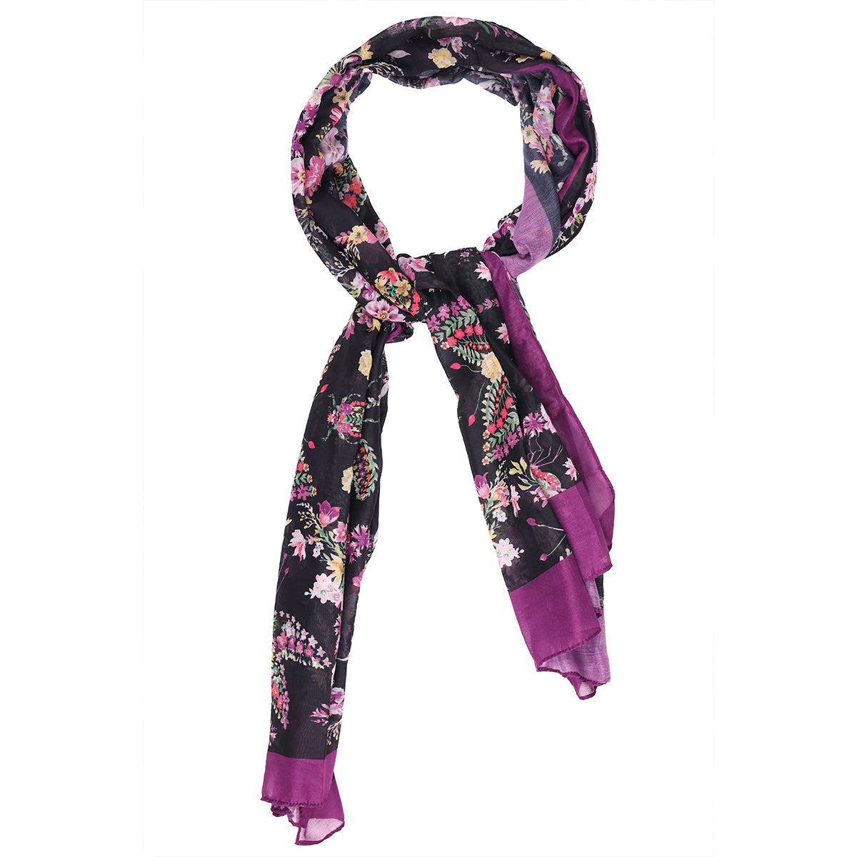 Dark Base Multicolor Floral Print Dupatta