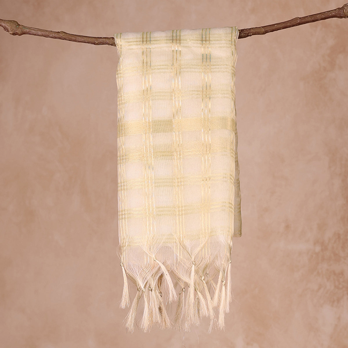 Off-White & Gold Zari Dupatta