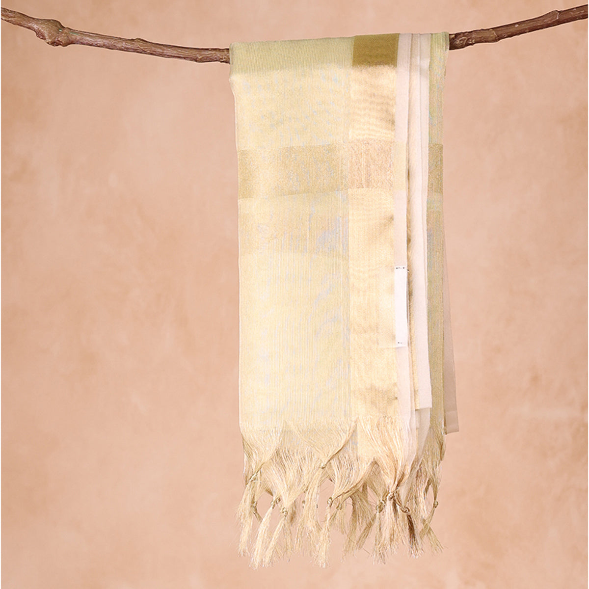 Luminous White & Gold Zari Weave Dupatta