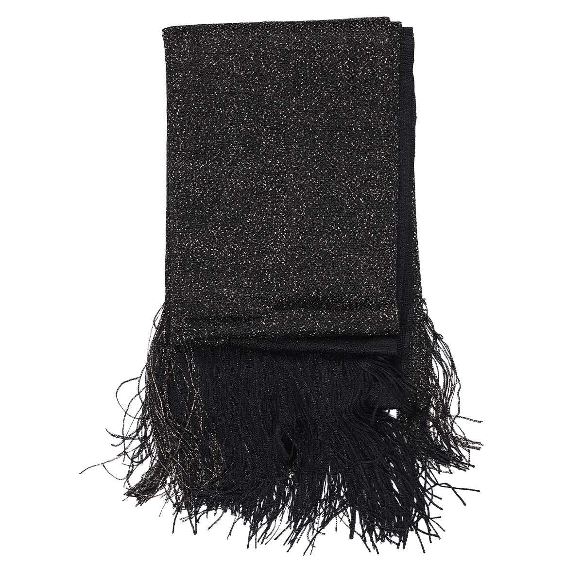 Glamorous Black & Gold Zari Shimmer Dupatta with Fringe