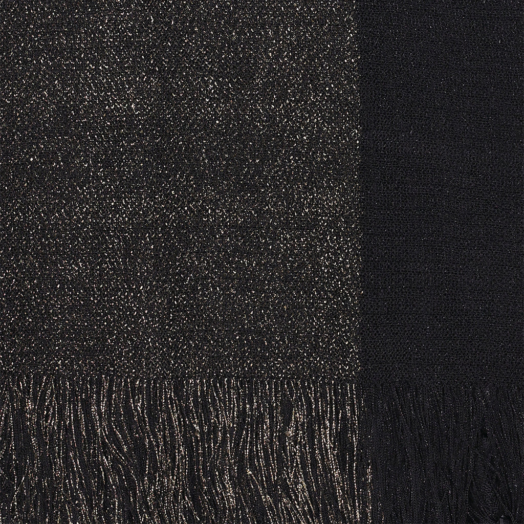 Glamorous Black & Gold Zari Shimmer Dupatta with Fringe