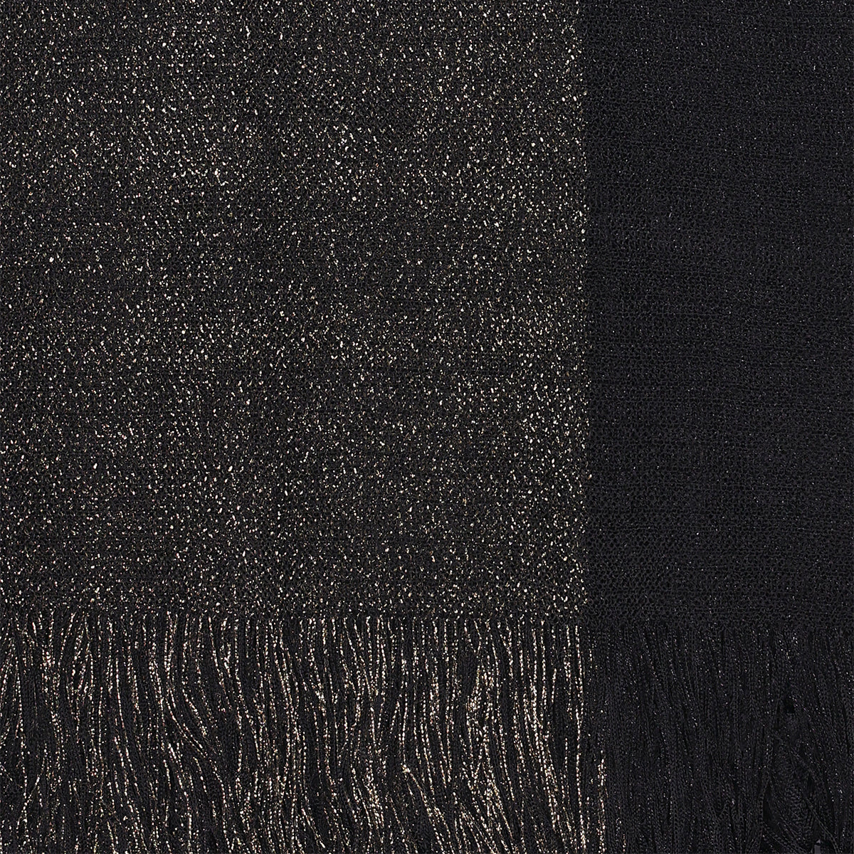 Glamorous Black & Gold Zari Shimmer Dupatta with Fringe