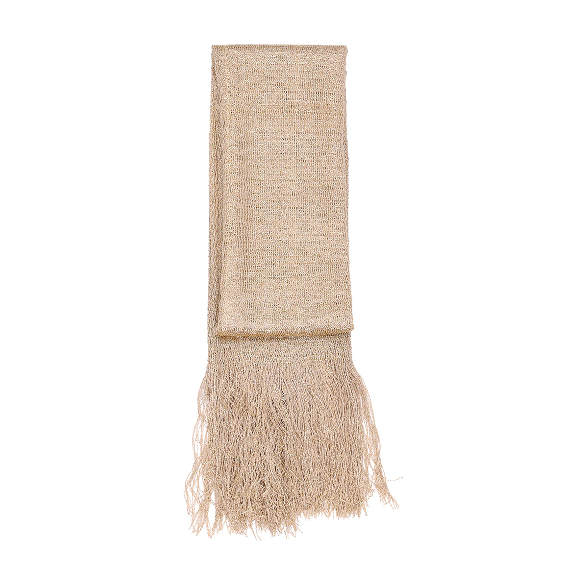 Dazzling Solid Gold Zari Weave Scarf with Fringe
