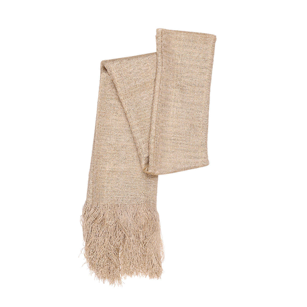 Dazzling Solid Gold Zari Weave Scarf with Fringe
