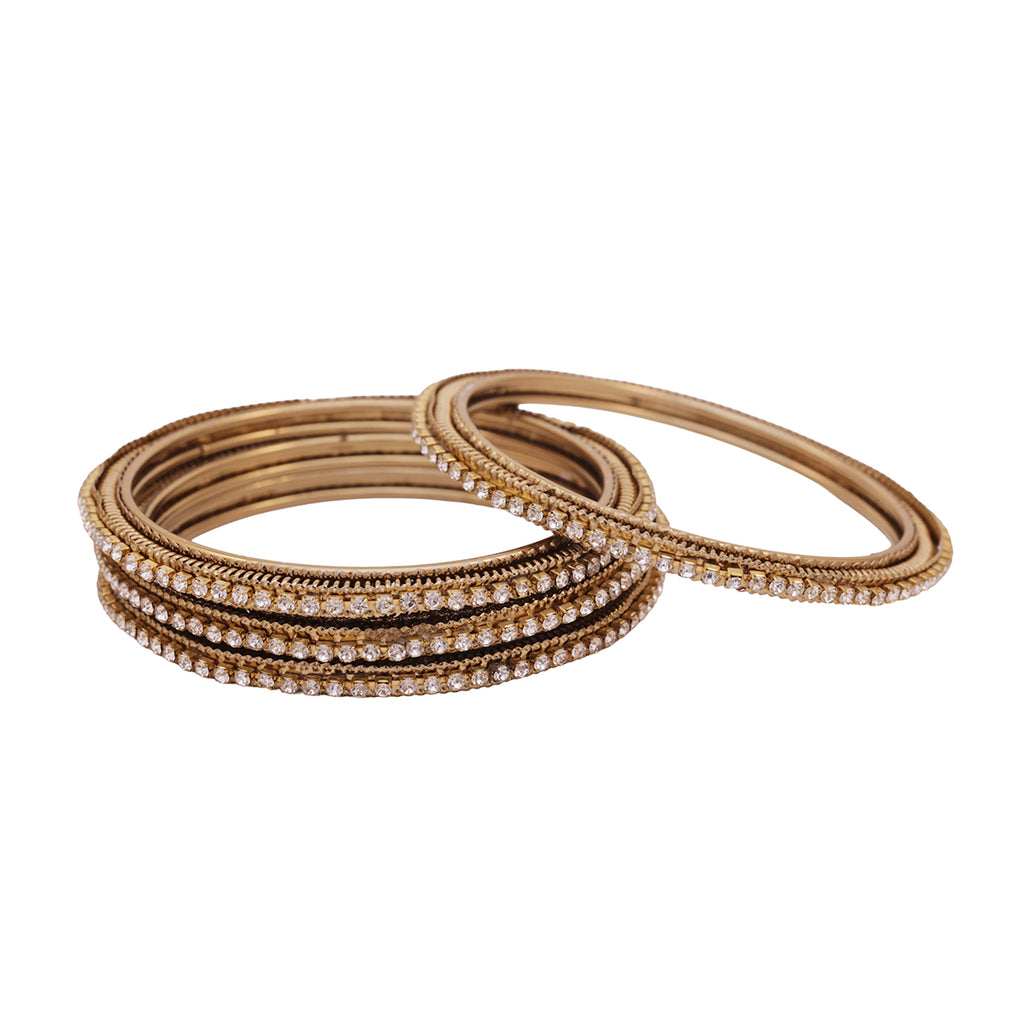 Rajwada Sunehri White-Stone Textured Bangle Set (Set of 4) (2.8)