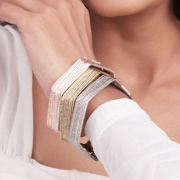 Sleek Textured Hexa Bangle Set – 24-Piece Stack (2.8)