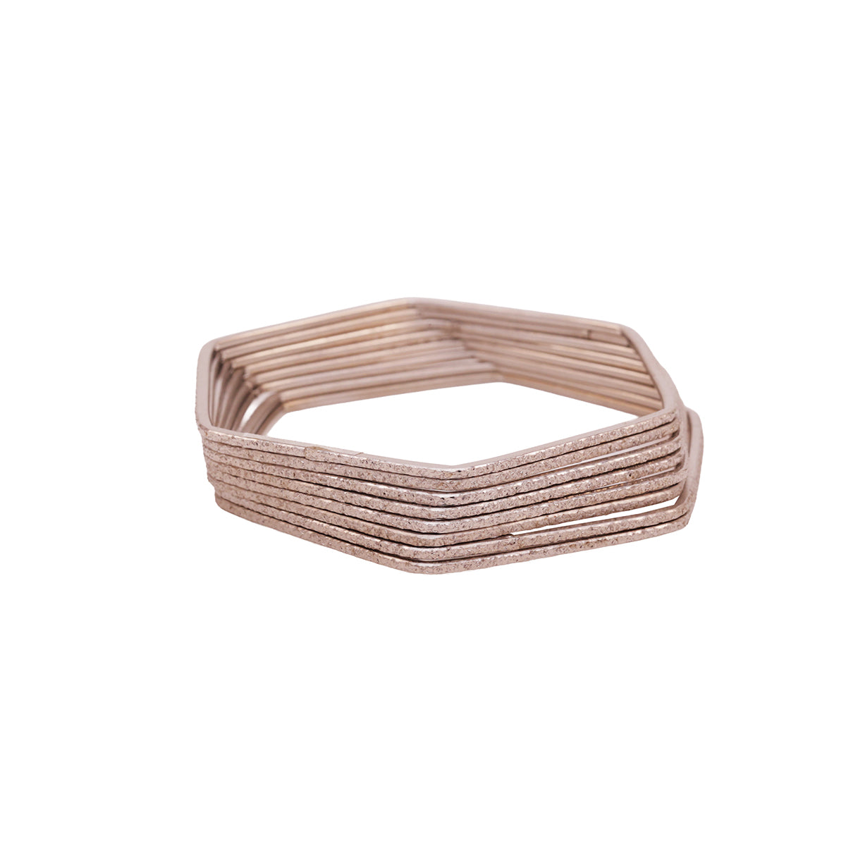 Sleek Textured Hexa Bangle Set – 24-Piece Stack (2.8)