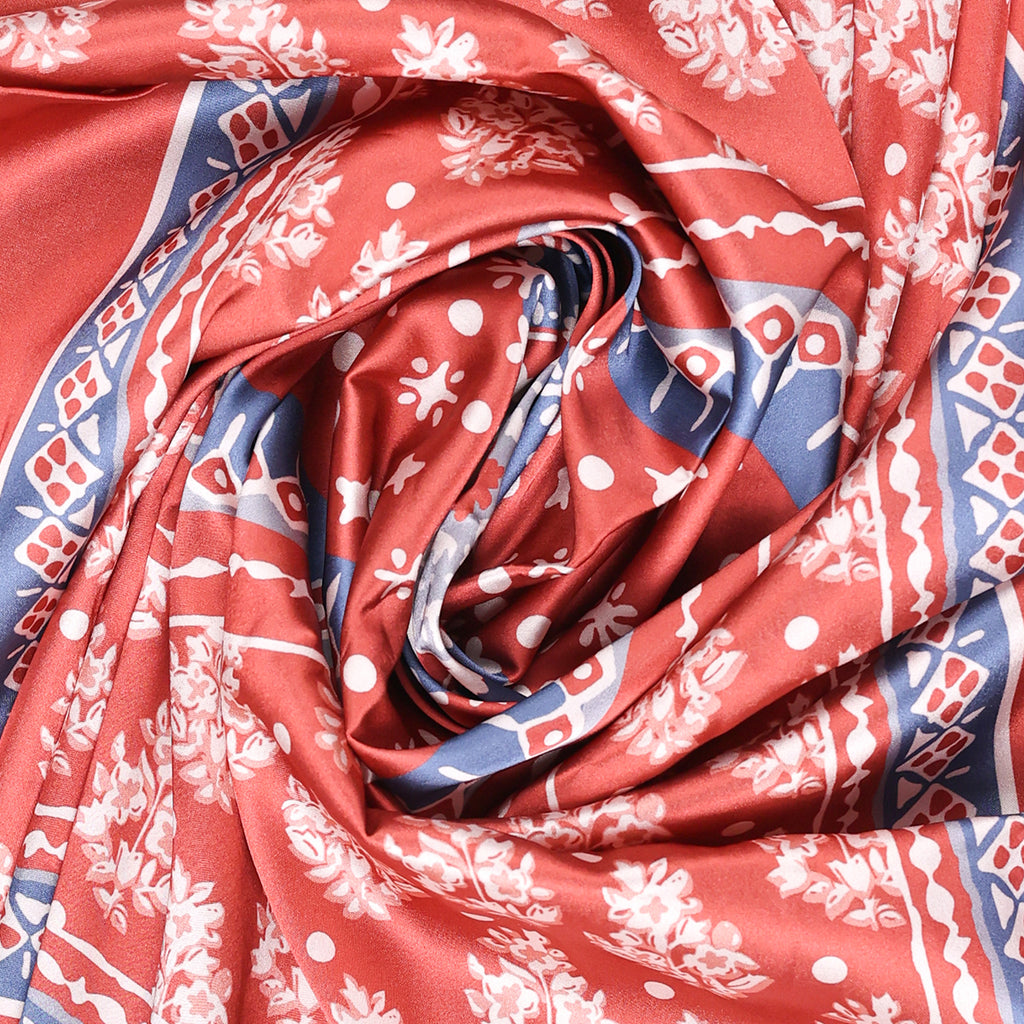 Vibrant Tangerine & Blue Geometric Print Bandana
