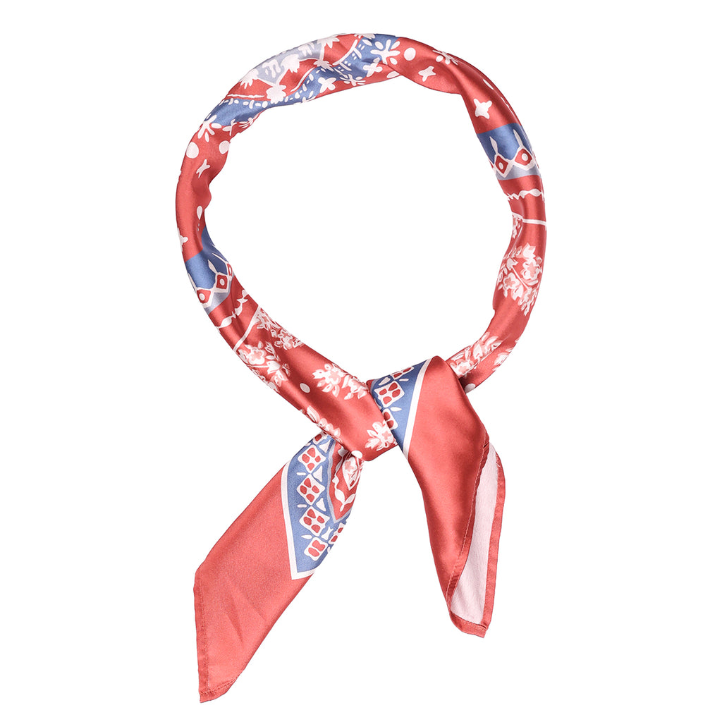 Vibrant Tangerine & Blue Geometric Print Bandana