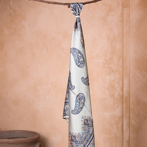 Paisley Print Green & Blue Satin Bandana