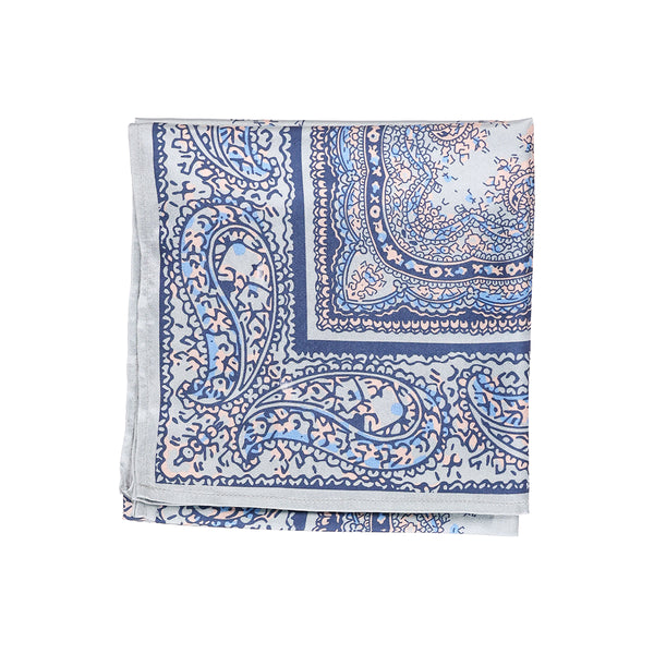 Paisley Print Green & Blue Satin Bandana