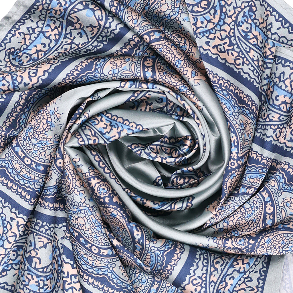 Paisley Print Green & Blue Satin Bandana