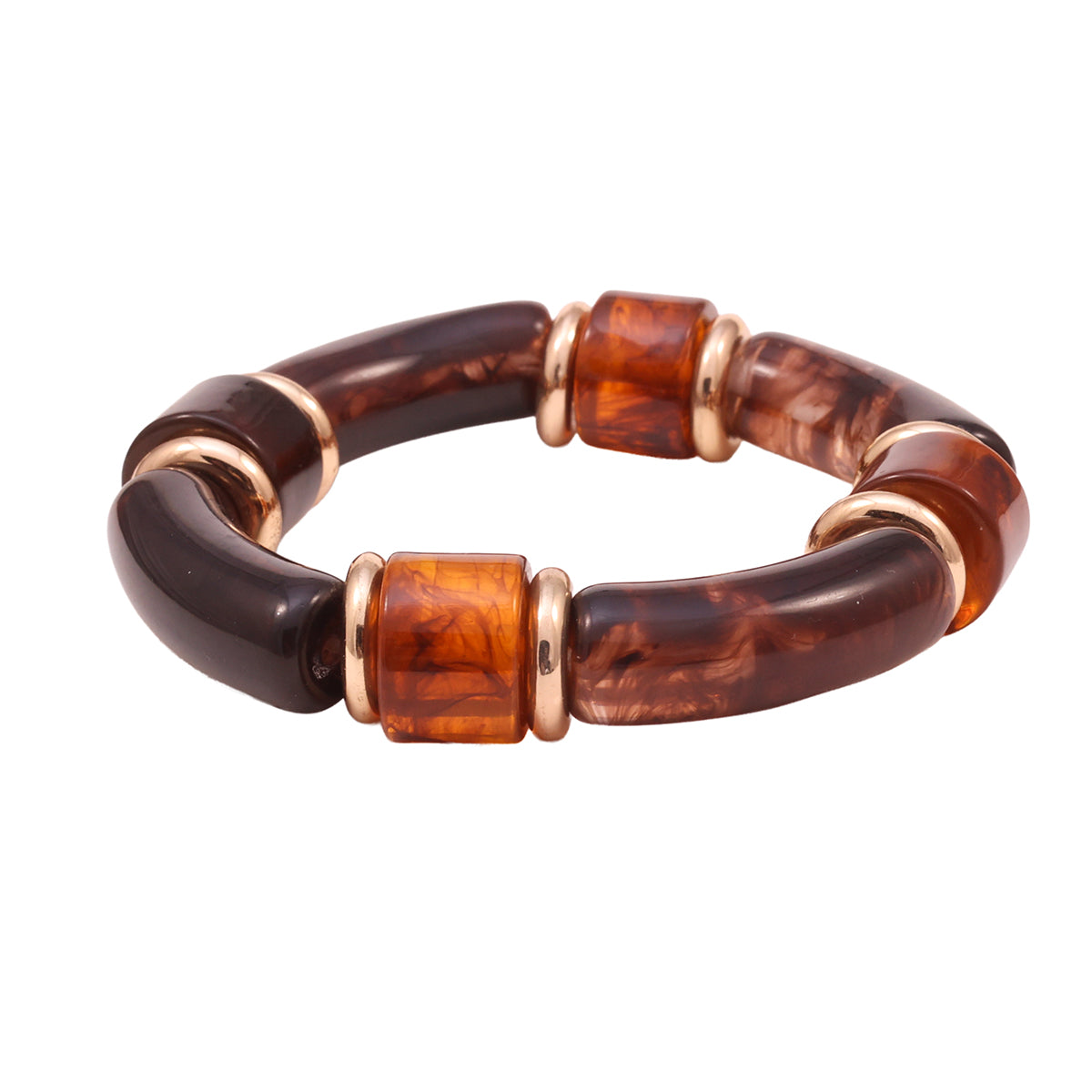 Set of 2 Chic Bracelets in Tortoiseshell & Gold Accents