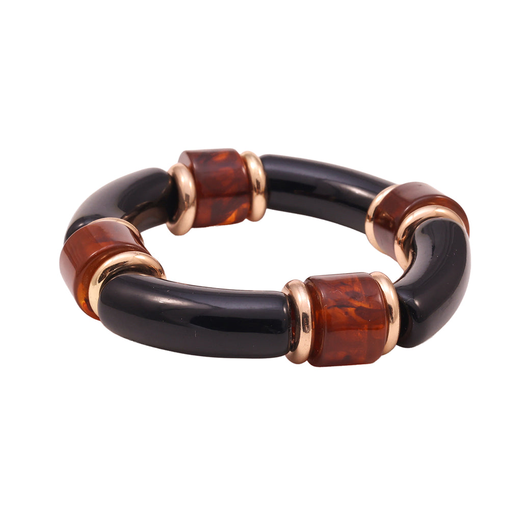 Set of 2 Chic Bracelets in Tortoiseshell & Gold Accents
