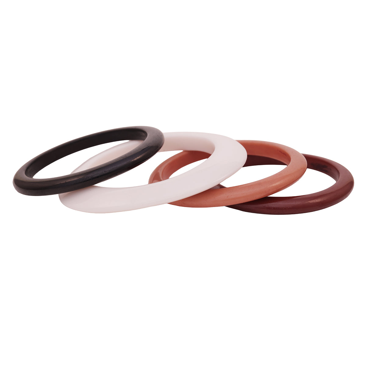Contemporary Black, White & Nude Tones Resin Bangle Set (2.8)